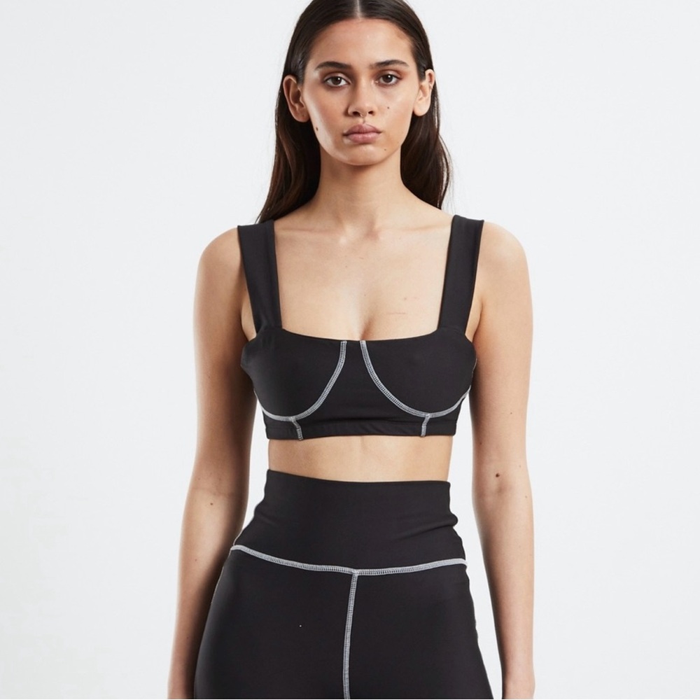 WeWoreWhat Corset Sports Bra in Black (size XS)